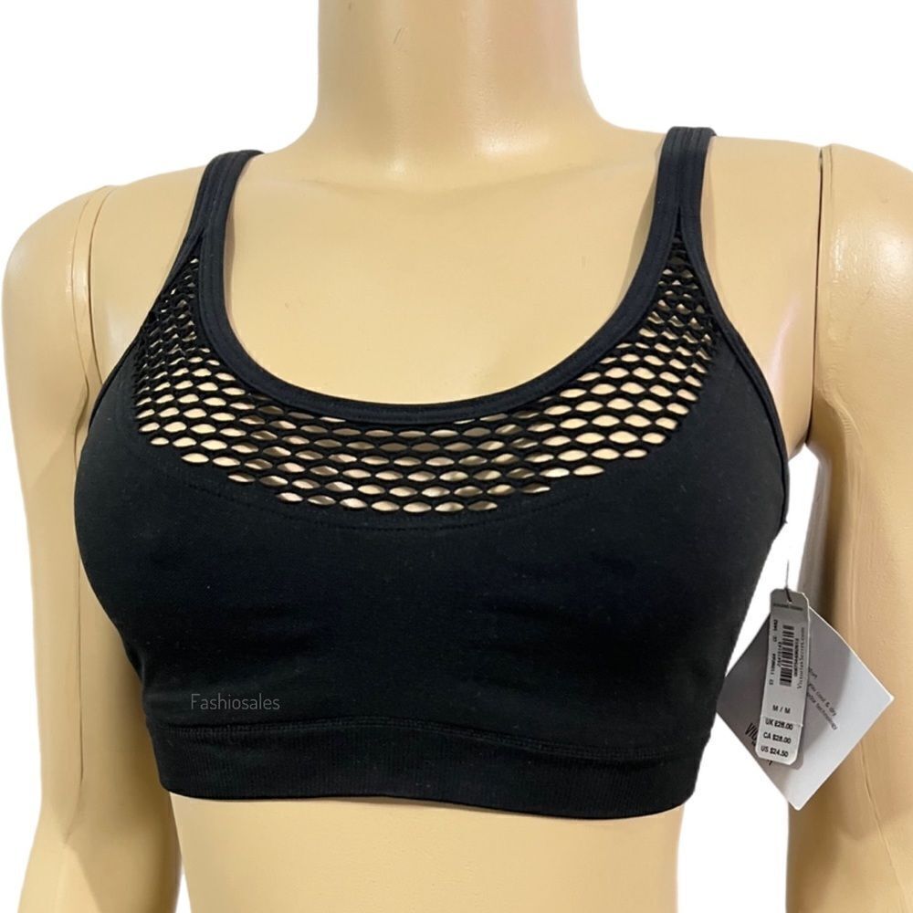 Victoria’s Secret Seamless Comfort Sexy fishnet Front Unlined sport bra black S - Picture 3 of 4